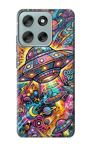 S4085 宇宙船サイケアート Cosmic Spaceship Psychedelic Art Motorola Moto G56 バックケース、フリップケース・カバー