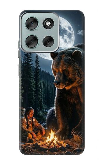 S4095 森のクマ幻想画 Majestic Bear Indian Wilderness Art Motorola Moto G56 バックケース、フリップケース・カバー
