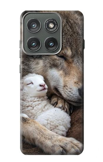 S4089 オオカミと子羊 Gentle Wolf And Lamb Friendship Art Motorola Edge (2025) バックケース、フリップケース・カバー