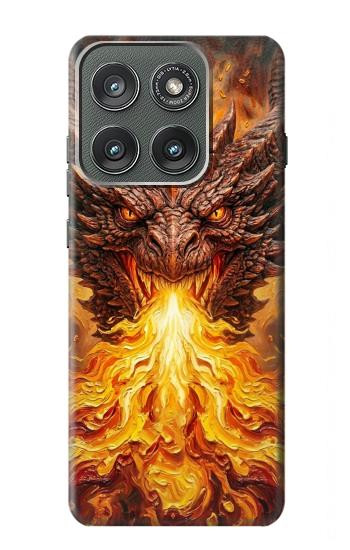 S4090 炎のドラゴンアート Epic Fire Dragon Fantasy Illustration Motorola Edge (2025) バックケース、フリップケース・カバー