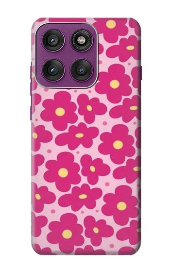 S4097 ピンク花柄 Pink Floral Seamless Pattern Design Motorola Edge 60 Pro バックケース、フリップケース・カバー