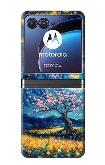S4081 幻想銀河夜空アート Dreamy Spiral Galaxy Night Sky Art Motorola Razr 40 Ultra バックケース、フリップケース・カバー