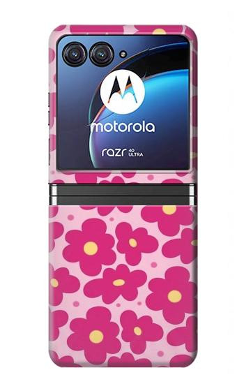 S4097 ピンク花柄 Pink Floral Seamless Pattern Design Motorola Razr 40 Ultra バックケース、フリップケース・カバー