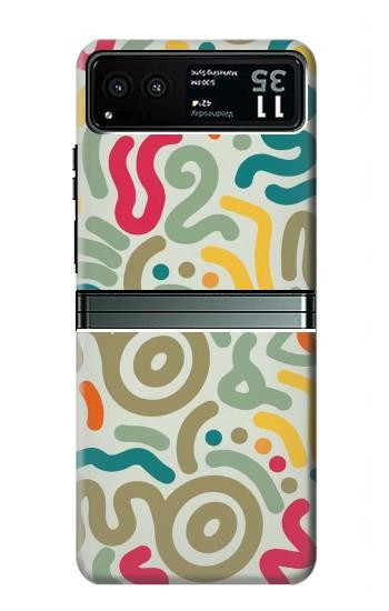 S4078 カラフル落書き柄 Abstract Colorful Doodle Pattern Motorola Razr 40 バックケース、フリップケース・カバー