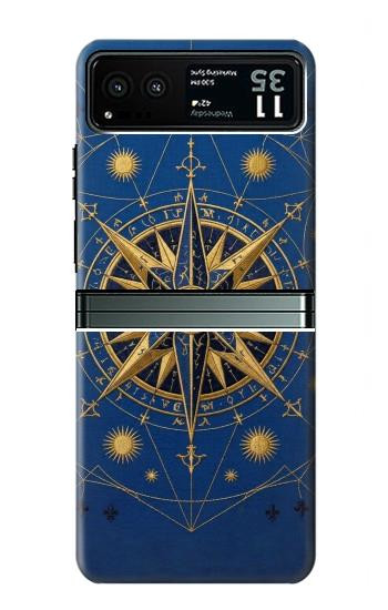 S4086 マリンコンパス柄 Nautical Compass Maritime Design Motorola Razr 40 バックケース、フリップケース・カバー