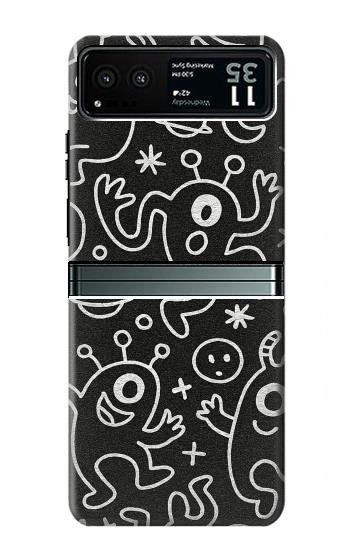 S4101 モンスター柄 Cute Cartoon Monster Pattern Motorola Razr 40 バックケース、フリップケース・カバー