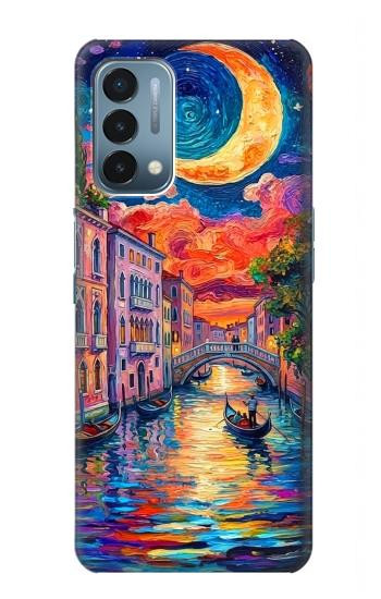 S4083 月夜のベネチア風景 Colorful Painting Moonlit Venice City OnePlus Nord N200 5G バックケース、フリップケース・カバー