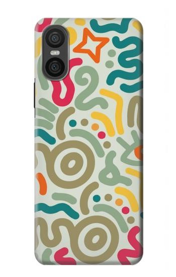 S4078 カラフル落書き柄 Abstract Colorful Doodle Pattern Sony Xperia 10 VI バックケース、フリップケース・カバー