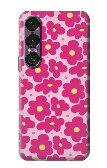 S4097 ピンク花柄 Pink Floral Seamless Pattern Design Sony Xperia 1 VII バックケース、フリップケース・カバー