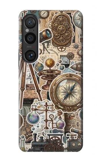 S4100 レトロ科学コラージュ Vintage Scientific Discovery Collage Sony Xperia 1 VI バックケース、フリップケース・カバー