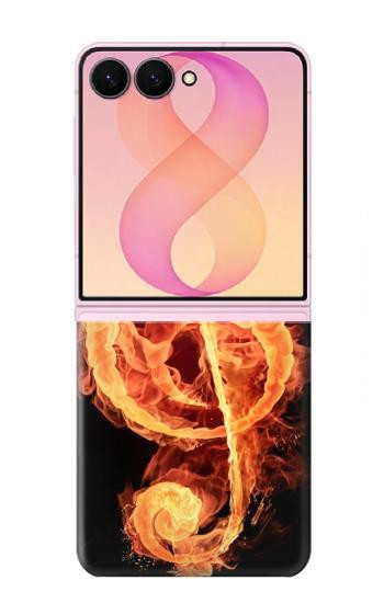 S0493 音楽ノート火災 Music Note Burn Samsung Galaxy Z Flip 8 バックケース、フリップケース・カバー
