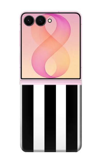 S2297 黒と白の縦縞 Black and White Vertical Stripes Samsung Galaxy Z Flip 8 バックケース、フリップケース・カバー