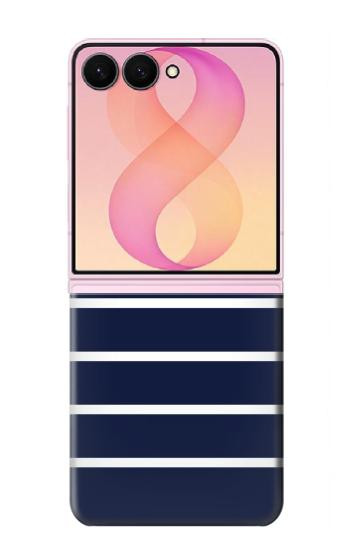S2767 ネイビーホワイトストライプ Navy White Striped Samsung Galaxy Z Flip 8 バックケース、フリップケース・カバー