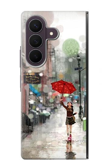 S0108 雨の中の少女 Girl in The Rain Samsung Galaxy Z Fold 8 Ultra バックケース、フリップケース・カバー