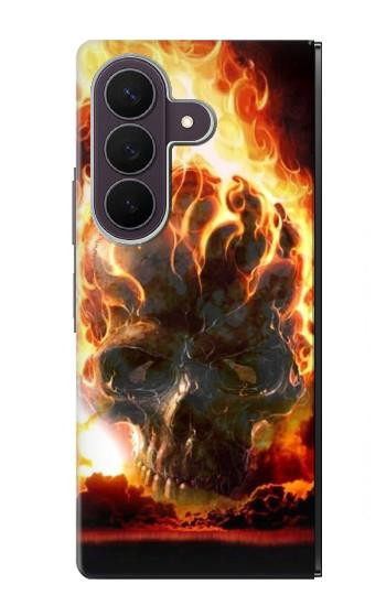 S0863 地獄火スカル Hell Fire Skull Samsung Galaxy Z Fold 8 Ultra バックケース、フリップケース・カバー