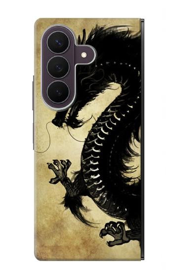 S1482 ブラックドラゴン絵画 Black Dragon Painting Samsung Galaxy Z Fold 8 Ultra バックケース、フリップケース・カバー