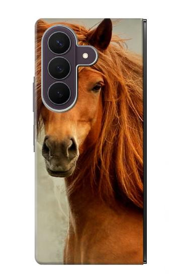S1595 美しいブラウン馬 Beautiful Brown Horse Samsung Galaxy Z Fold 8 Ultra バックケース、フリップケース・カバー