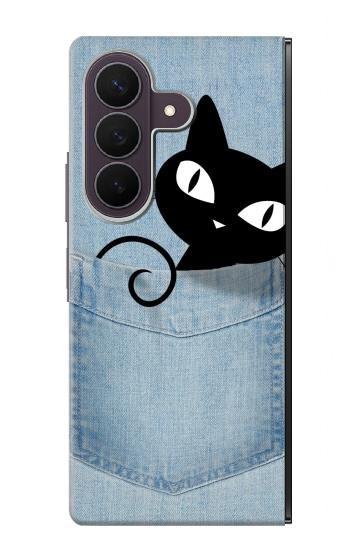 S2641 ポケット黒猫 Pocket Black Cat Samsung Galaxy Z Fold 8 Ultra バックケース、フリップケース・カバー