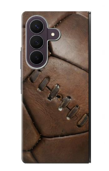 S2661 ヴィンテージレザーサッカーグラフィックプリント Vintage Soccer Football Graphic Samsung Galaxy Z Fold 8 Ultra バックケース、フリップケース・カバー