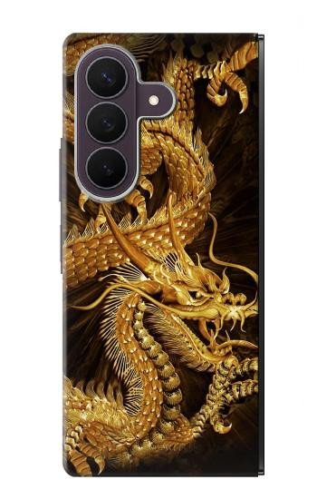 S2804 ゴールドドラゴンプリント Chinese Gold Dragon Printed Samsung Galaxy Z Fold 8 Ultra バックケース、フリップケース・カバー