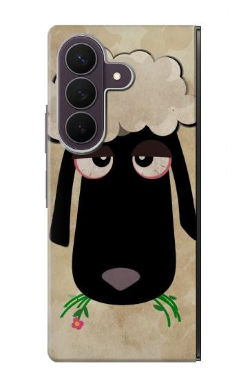 S2826 眠えない黒い羊 Cute Cartoon Unsleep Black Sheep Samsung Galaxy Z Fold 8 Ultra バックケース、フリップケース・カバー