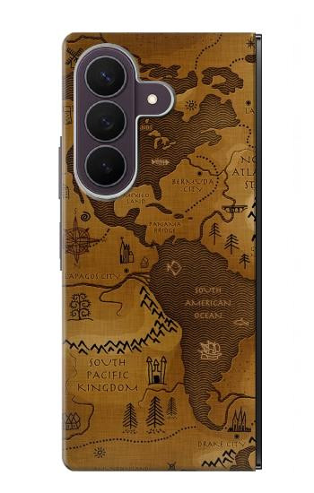 S2861 アンティークの世界地図 Antique World Map Samsung Galaxy Z Fold 8 Ultra バックケース、フリップケース・カバー