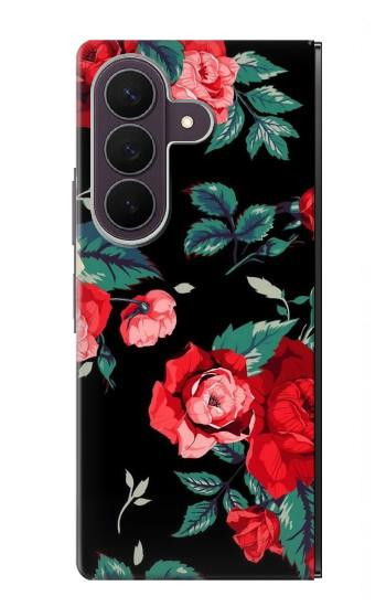 S3112 黒バラ パターン Rose Floral Pattern Black Samsung Galaxy Z Fold 8 Ultra バックケース、フリップケース・カバー