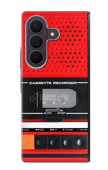S3204 レッドカセットレコーダーグラフィック Red Cassette Recorder Graphic Samsung Galaxy Z Fold 8 Ultra バックケース、フリップケース・カバー