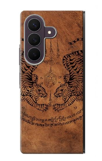 S3209 虎のサクヤン Sak Yant Twin Tiger Samsung Galaxy Z Fold 8 Ultra バックケース、フリップケース・カバー