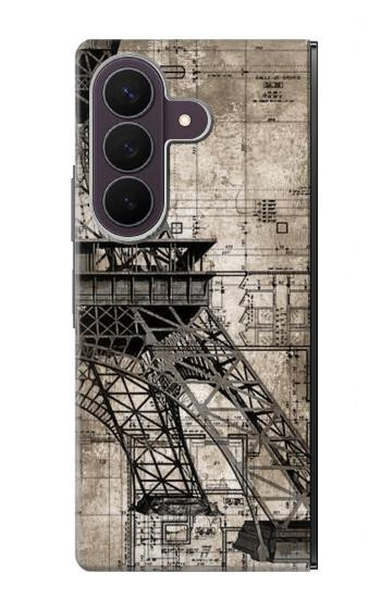 S3416 エッフェル塔の設計図 Eiffel Tower Blueprint Samsung Galaxy Z Fold 8 Ultra バックケース、フリップケース・カバー