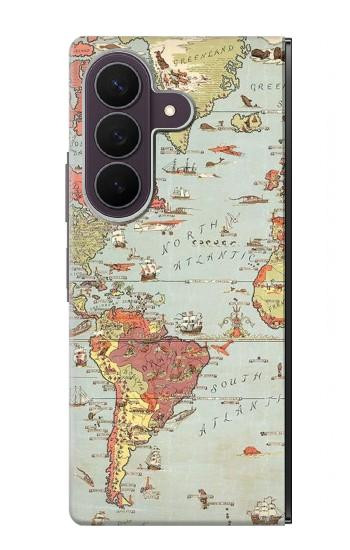 S3418 ヴィンテージの世界地図 Vintage World Map Samsung Galaxy Z Fold 8 Ultra バックケース、フリップケース・カバー