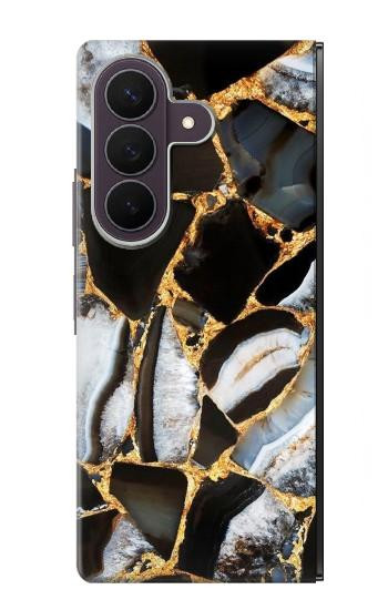 S3419 金の大理石のグラフィックプリント Gold Marble Graphic Print Samsung Galaxy Z Fold 8 Ultra バックケース、フリップケース・カバー
