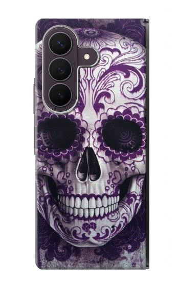S3582 紫の頭蓋骨 Purple Sugar Skull Samsung Galaxy Z Fold 8 Ultra バックケース、フリップケース・カバー