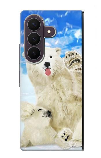 S3794 北極シロクマはシールに恋するペイント Arctic Polar Bear and Seal Paint Samsung Galaxy Z Fold 8 Ultra バックケース、フリップケース・カバー