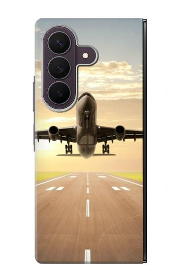 S3837 飛行機離陸日の出 Airplane Take off Sunrise Samsung Galaxy Z Fold 8 Ultra バックケース、フリップケース・カバー