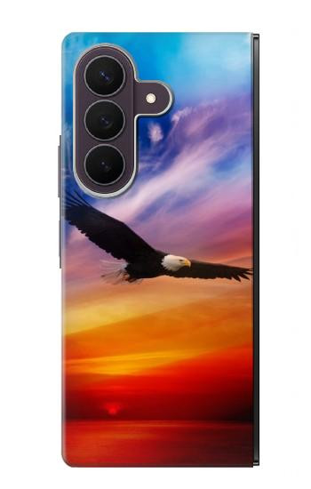 S3841 白頭ワシ カラフルな空 Bald Eagle Flying Colorful Sky Samsung Galaxy Z Fold 8 Ultra バックケース、フリップケース・カバー