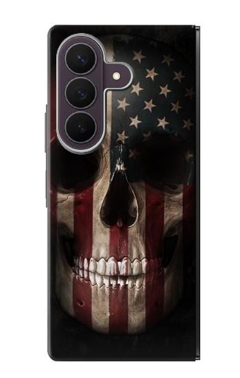 S3850 アメリカの国旗の頭蓋骨 American Flag Skull Samsung Galaxy Z Fold 8 Ultra バックケース、フリップケース・カバー