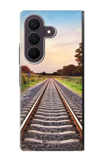 S3866 鉄道直線線路 Railway Straight Train Track Samsung Galaxy Z Fold 8 Ultra バックケース、フリップケース・カバー