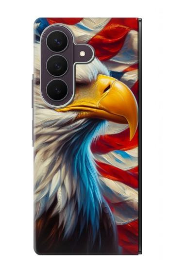 S3967 ハクトウワシのアメリカ国旗 Bald Eagle American Flag Samsung Galaxy Z Fold 8 Ultra バックケース、フリップケース・カバー