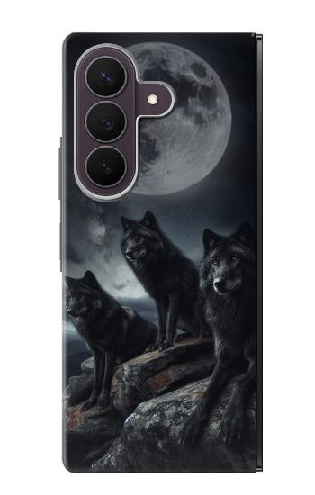 S3970 黒いオオカミの満月 Black Wolf Full Moon Samsung Galaxy Z Fold 8 Ultra バックケース、フリップケース・カバー