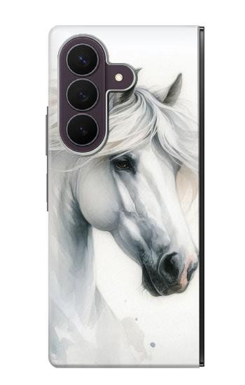 S4025 白馬の絵 White Horse Painting Samsung Galaxy Z Fold 8 Ultra バックケース、フリップケース・カバー