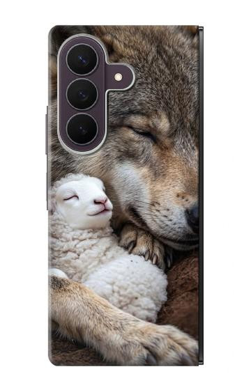 S4089 オオカミと子羊 Gentle Wolf And Lamb Friendship Art Samsung Galaxy Z Fold 8 Ultra バックケース、フリップケース・カバー