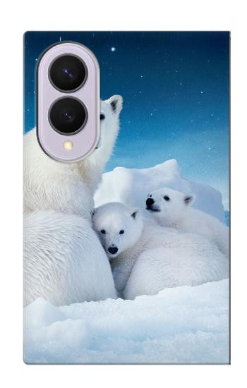 S0285 北極熊 北極 Polar Bear Family Arctic Samsung Galaxy Z Fold 8 バックケース、フリップケース・カバー
