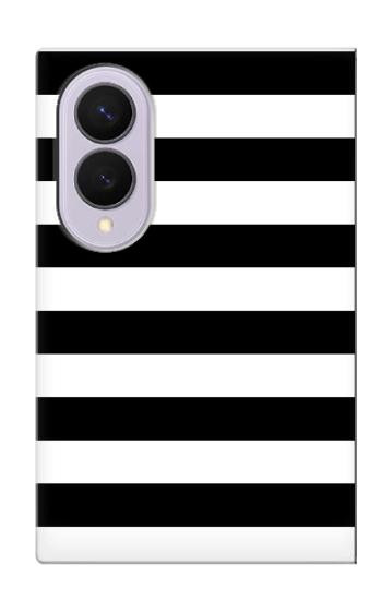 S1596 黒と白のストライプ Black and White Striped Samsung Galaxy Z Fold 8 バックケース、フリップケース・カバー