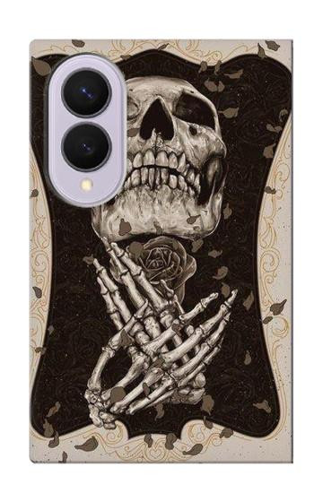 S1676 スカルローズ Skull Rose Samsung Galaxy Z Fold 8 バックケース、フリップケース・カバー