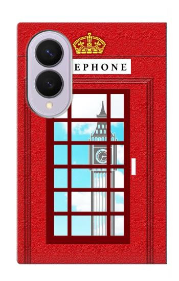 S2059 イングランドクラシック英国の電話ボックスミニマリスト England Classic British Telephone Box Minimalist Samsung Galaxy Z Fold 8 バックケース、フリップケース・カバー