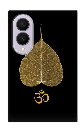S2331 金の葉仏教 オームシンボル Gold Leaf Buddhist Om Symbol Samsung Galaxy Z Fold 8 バックケース、フリップケース・カバー
