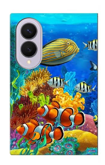 S2568 海と魚とサンゴ Sea Seabed Fish Corals Underwater Ocean Samsung Galaxy Z Fold 8 バックケース、フリップケース・カバー