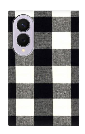 S2842 ブラックとホワイトバッファローチェック柄 Black and White Buffalo Check Pattern Samsung Galaxy Z Fold 8 バックケース、フリップケース・カバー