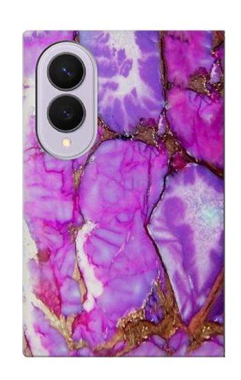 S2907 パープルターコイズ宝石グラフィックプリント Purple Turquoise Stone Samsung Galaxy Z Fold 8 バックケース、フリップケース・カバー